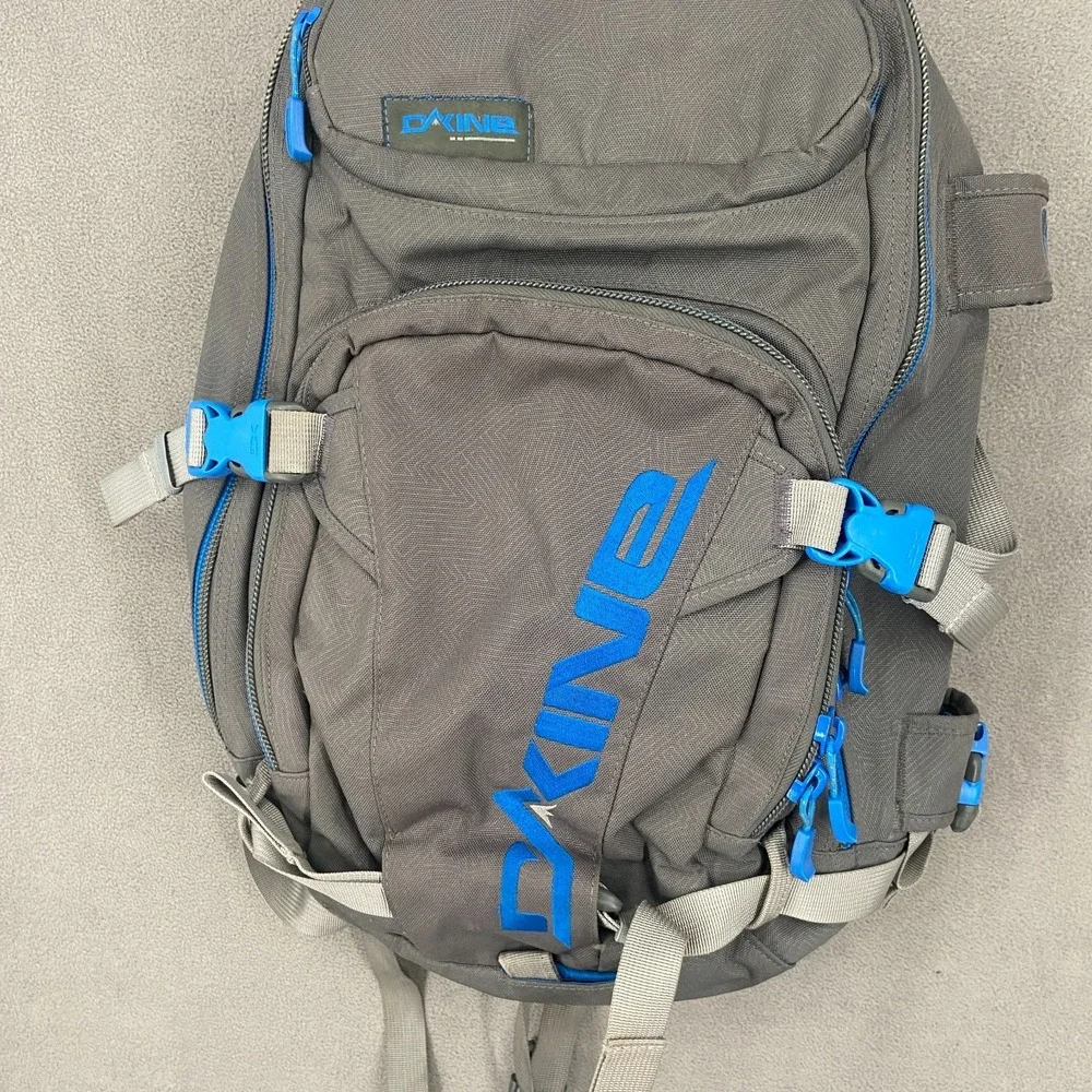 Dakine Mens Gray Blue Multiple Pocket Adjustable Strap Hiking Outdoor Backpack